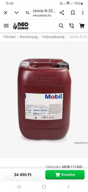 Hydrolika olaj 20l Mobil Nuto tm H32