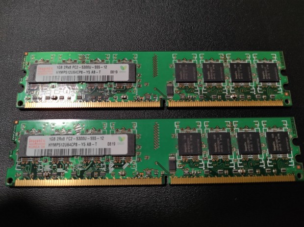 Hynix 1024MB 1GB 2Rx8 PC2-5300U-555-12 RAM Memoria - DDR2 (2db)