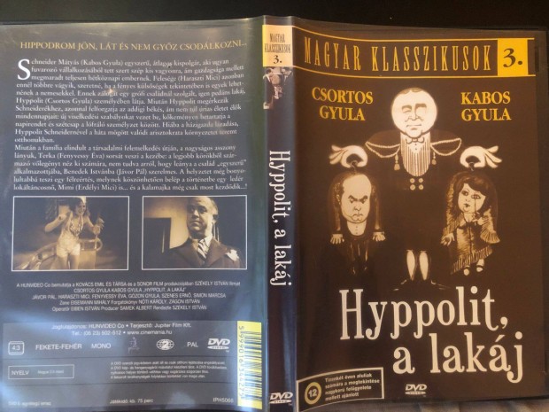 Hyppolit, a lakj DVD Magyar klasszikusok 3. karcmentes, Kabos Gyula
