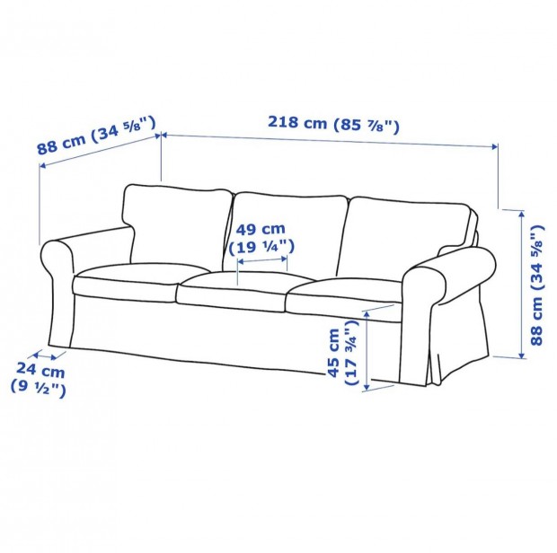 IKEA Ektorp piros szn 3szemlyes kanap