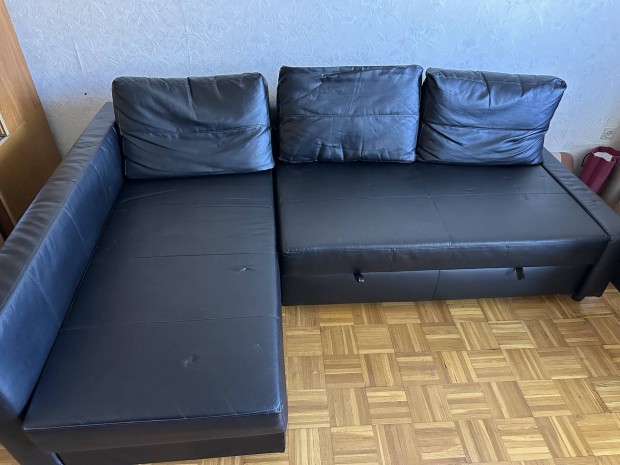 IKEA Friheten kinyitható sarokkanapé tárolóval Bomstad fekete