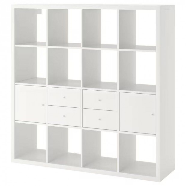 IKEA Kallax Polcos elem, 4 betttel, fehr, 147x147 cm