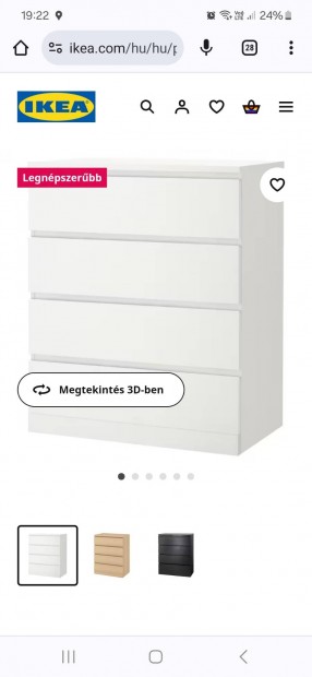 IKEA Malm 4 fiokos fehr szekrny elad