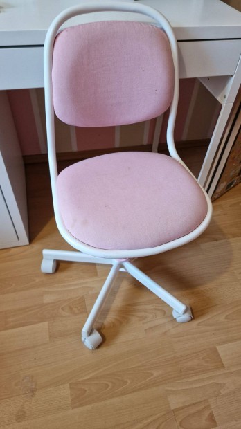IKEA Orfjall Gyerek irodai szék, eladó. fehér, Vissle rózsaszín