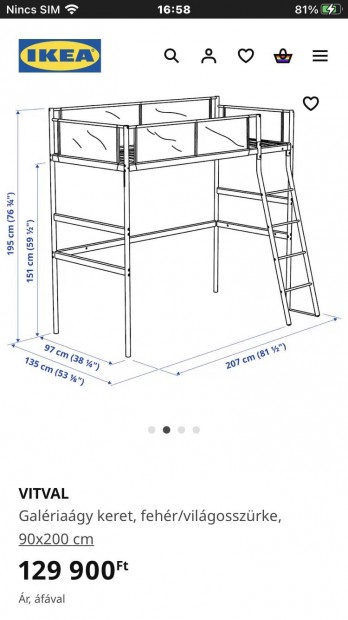 IKEA Vitval galériaágy