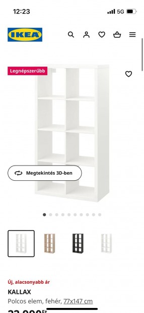 IKEA: Kallax, polcos elem, knyvespolc