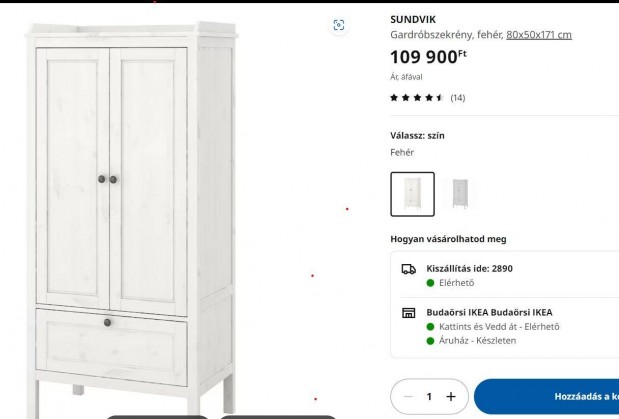 IKEA gyermek szekrny Sundvik - fehr