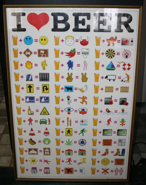 I Love Beer Plakt keretezve 93 x 63 cm