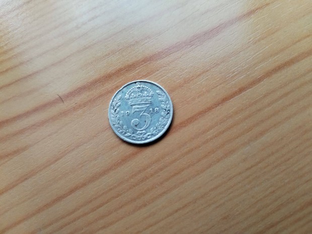 I. Világháborús 1918-as V György ezüst 3 pence