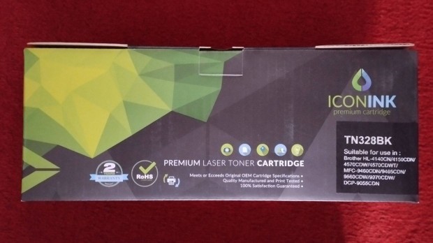 Iconink Toner TN328BK (Fekete, Brother nyomtathoz)