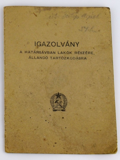 Igazolvny a hatrsvban lakk rszre, 1950-es vek