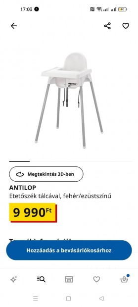 Ikea Antilop etetszk