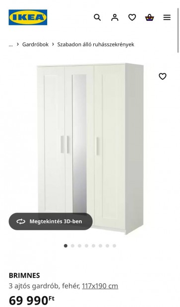 Ikea Brimnes gardrb 3 ajts fehr