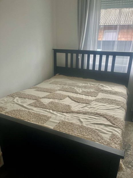 Ikea Fekete Hemnes gykeret+gyrcs 160x200