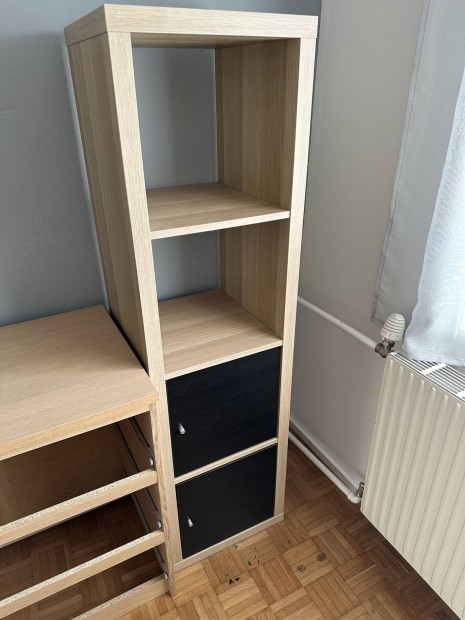 Ikea Kallax fehrre pcolt tlgy 1*4-es polc 2 db ajtval