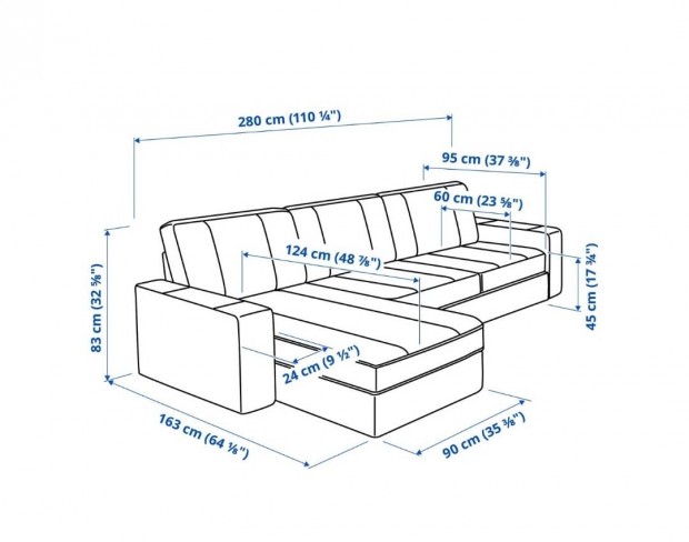 Ikea Kivik 3 személyes kanapé fekvőkanapéval