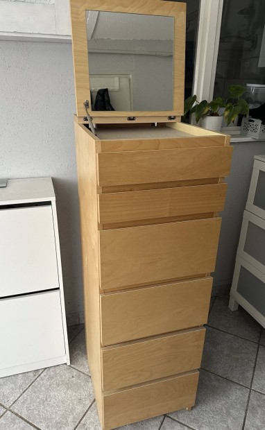 Ikea Malm tlgy szn, 6 fikos,tkrs komd