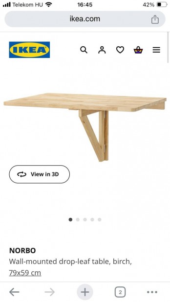 Ikea Norbo Fali lehajthat asztal