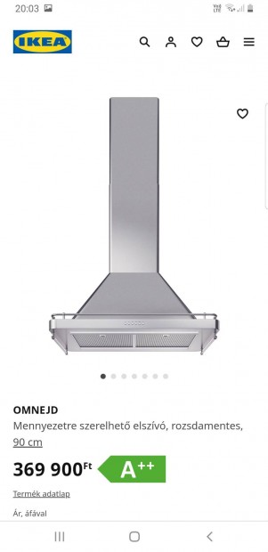 Ikea Omnejd 90 cm-es rozsdamentes praelszv elad