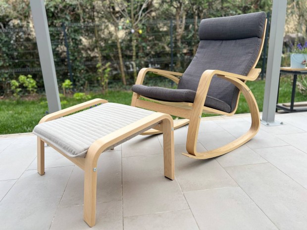Ikea Poang hintaszk fotel + lbtart / Skiftebo s Knisa prna