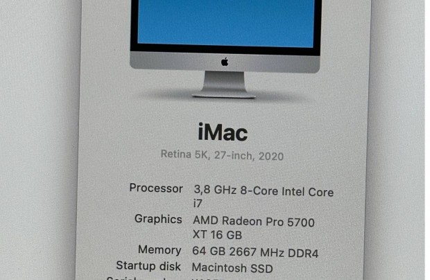 Imac 27 Retina 5K i7 | 64GB RAM | 1TB SSD | Radeon Pro 5700 XT 16GB