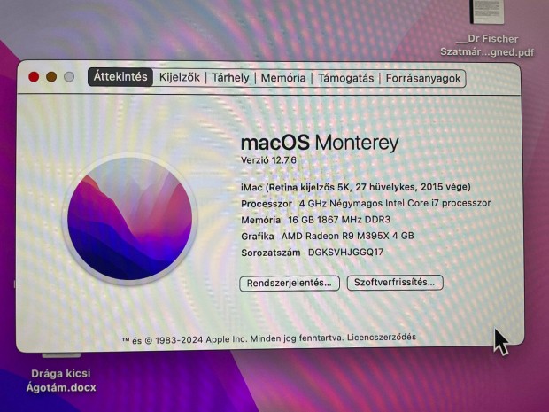 Imac 27" 5K, 1 TB SSD, 2015 late