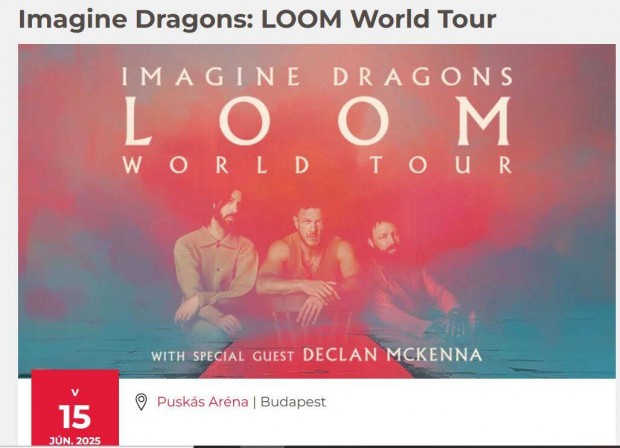 Imagine Dragons koncertjegy 2 db. lhely