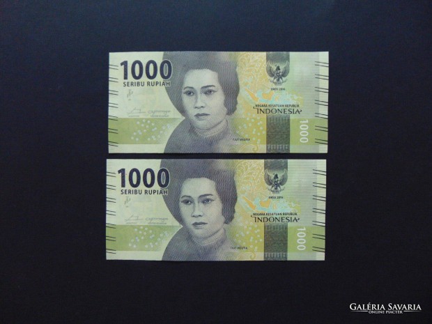 Indonzia 2 darab 1000 rupia sorszmkvet - hajtatlan bankjegyek