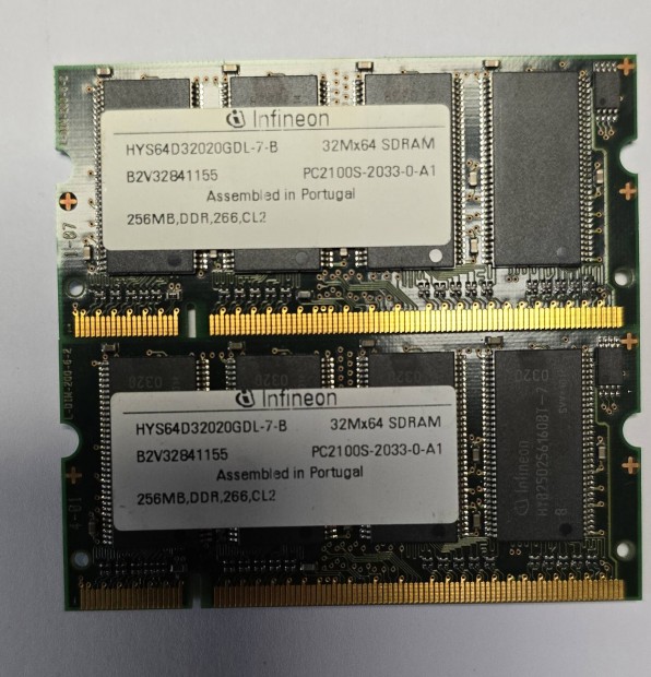 Infineon 256MB DDR 266MHz sodimm RAM modul P CL2.5 hasznlt