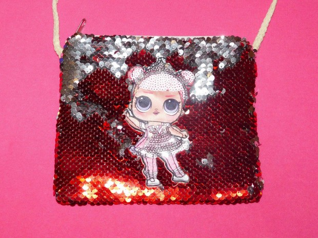 Ingyen Posta, Flitteres, cipzáros kis válltáska gyerekeknek 20 X 15 cm