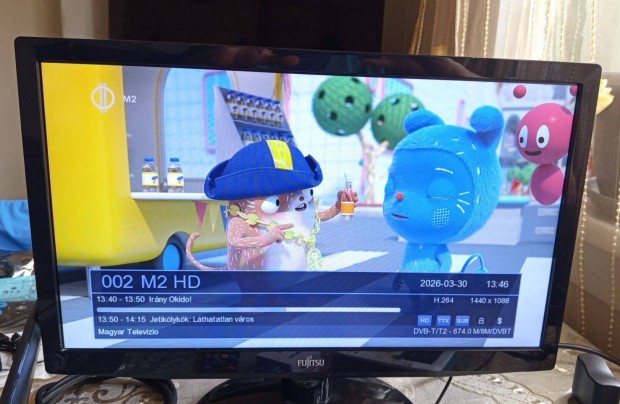 Ingyenes tv (k�bel+Mindig) Fujitsu-monitor+�j Sencor-box+ antenna