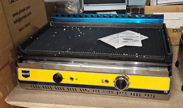 Inox elektromos ipari öntvénylapos 70cm-es szeletsűtő rostlap grill