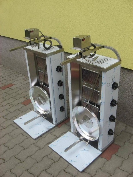 Inox ipari motoros 4 égős pimak gyros gyrossütő gyroskészitő