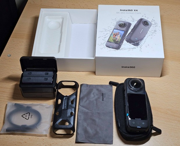 Insta360 X4 360 fokos akciókamera szett - 3 akku, töltő, lensguards