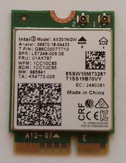 Intel AX201 M.2 Wi-Fi + BT krtya