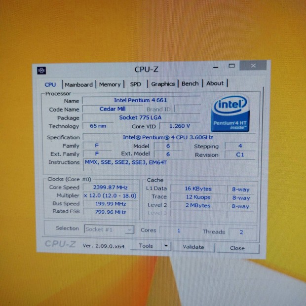Intel pentium 4 3,60 processzor cpu