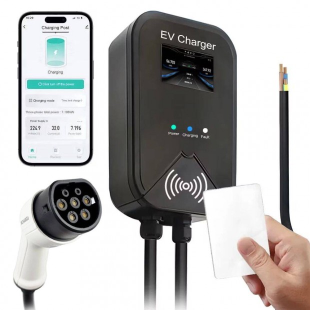 Intelligens Fali tlt elektromos authoz | 11kW | 3x16A | 5m Type 2