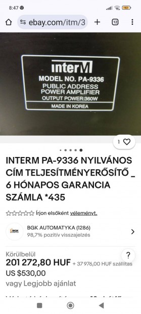 Interm PA 9336 teljestmny erst