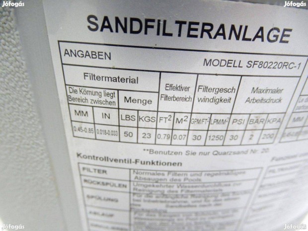 Intex medence szűrő homokszűrő tartály váltószeleppel, kb 25 kg