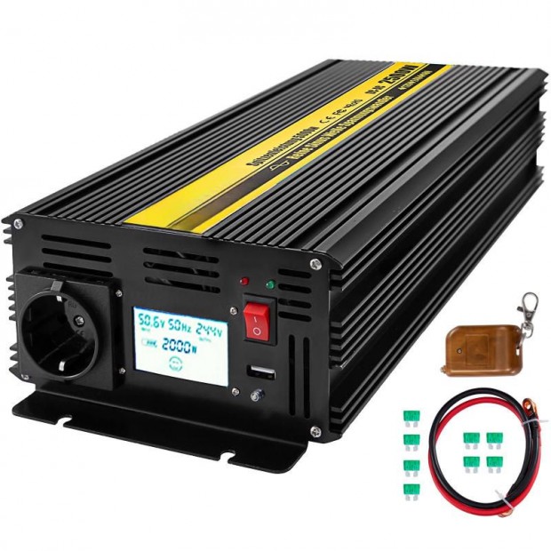 Inverter USB Porttal 2500W LCD Kijelzvel s tvirnytvalDC