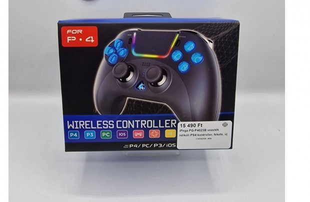 Ipega PG-P4023B vezeték nélküli PS4 kontroller, új, 1 év garancia