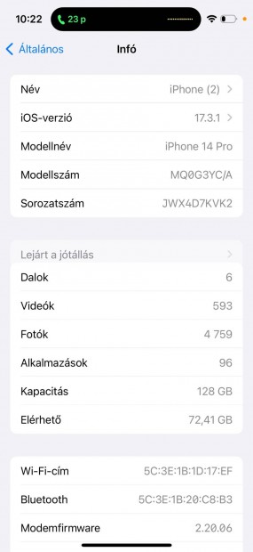 Iphone 14pro, 128 gb