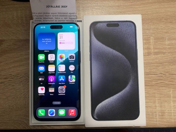 Iphone 15 Pro Max 256GB Blue 100% Akku Garancia j llapot !