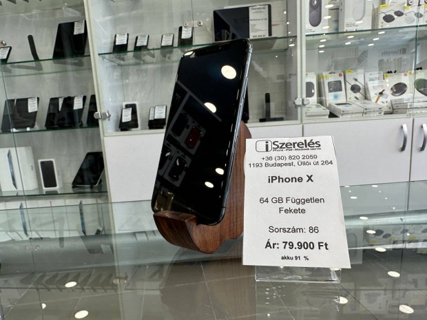 Iphone X 64gb fggetlen fekete akku 91% garancival (86) iszerels.hu