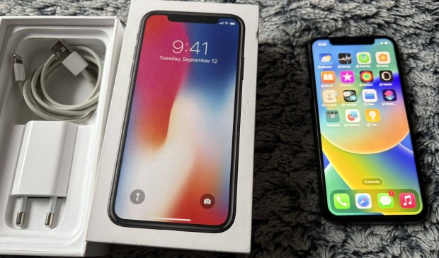 Iphone X fekete Fggetlen 100 %-os akku Karcmentes