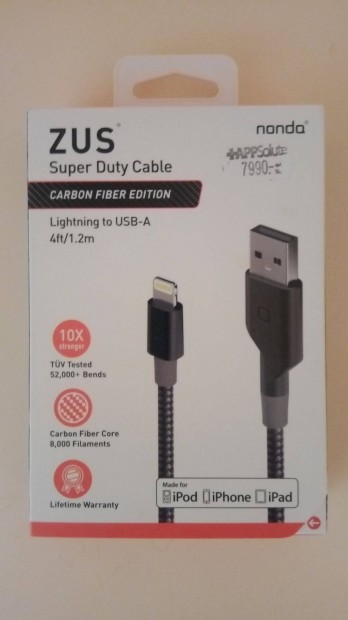 Iphone, ipad, ipod Charging Cable nonda ZUS Super Duty Cable Carbon