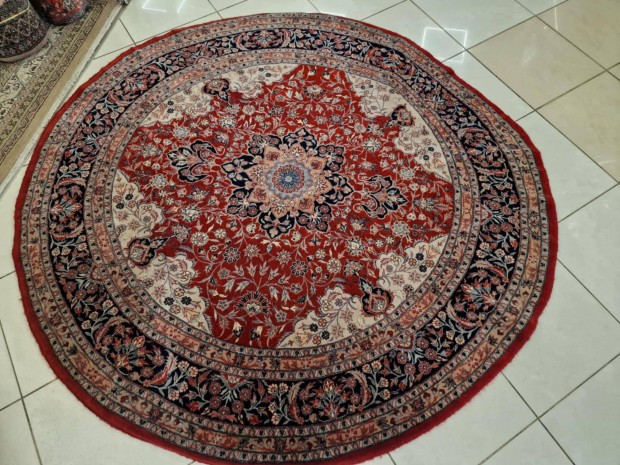 Iráni isfahan motívumos kör 180 cm kézi gyapjú perzsa szőnyeg MZ506
