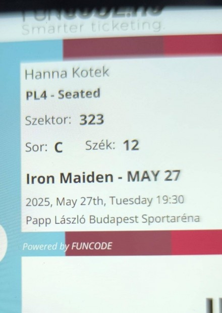 Iron Maiden koncert jegy