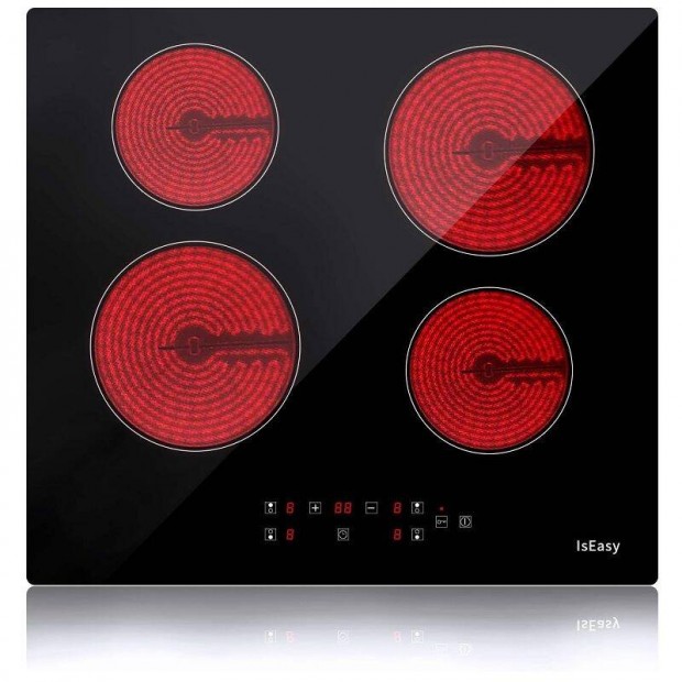 Iseasy T4-04 beépíthető kerámia főzőlap, 4 zónával, 6000W, 59x52x5.8cm
