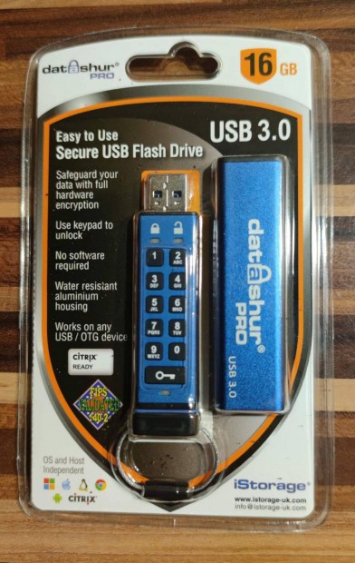 Istorage 16GB USB3.0 titkostott vzll pendrive Is-FL-DA3-256-16